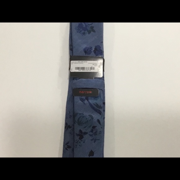 JF Ferrar Narrow Blue & Black Floral Neck Tie - Picture 4 of 4